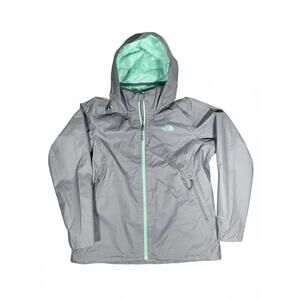 The North Face Dry Vent Women's Rain Jacket w Foldable Hood Grey Mint Detail XL